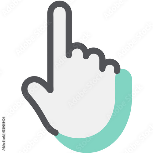 Stylized Hand Cursor with Pointing Index Finger and Teal Accent