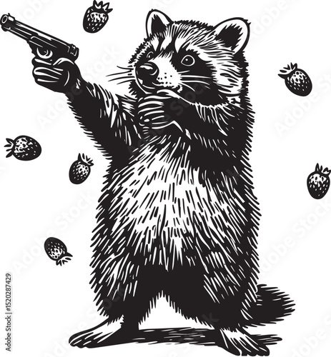 vector illustration of cartoon Raccoon