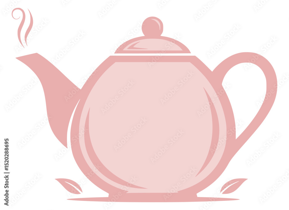 Obraz premium Minimalist Elegant Teapot with Steam and Tea Leaves