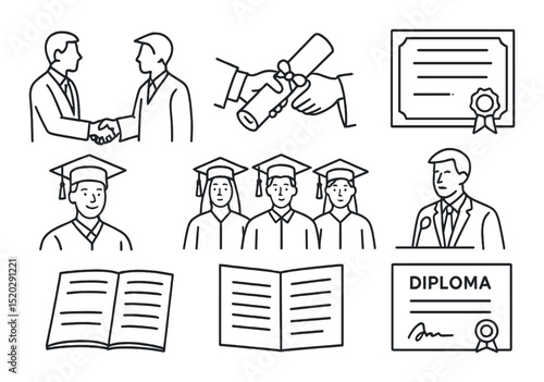 Parent and child linear icons set – learning, education and family symbols