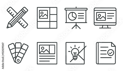 Mobile health trackers icons set – outline, fitness, wellness symbols