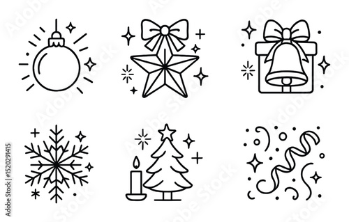 Sparkling fashion accessories silhouette icons set – outline, trendy style symbols