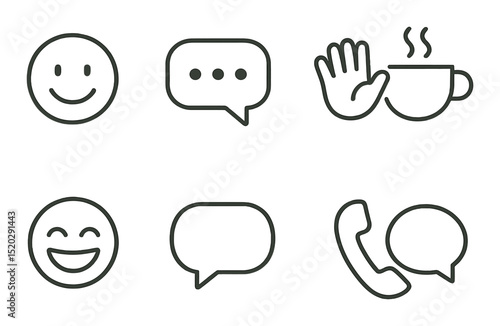 Software review outline icons set – appraisal, evaluation and feedback symbols