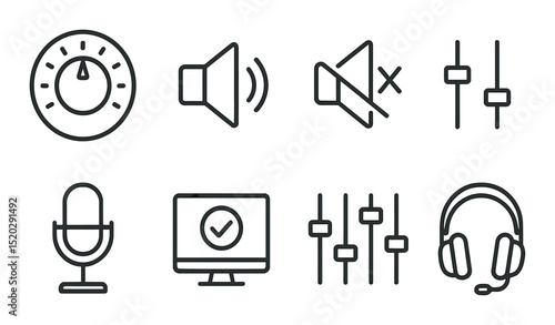 User settings outline icons set – account, profile, and configuration symbols