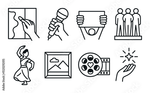 Digital privacy outline icons set – security, protection, data safety symbols