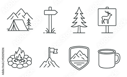 Coffee and drink outline icons set – silhouette, beverage and cafe symbols collection