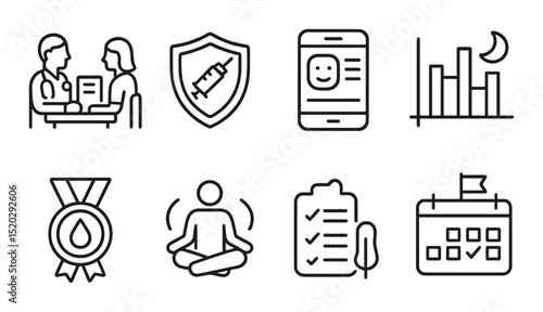 Athletic award silhouette icons set – trophies, medals and competition symbols