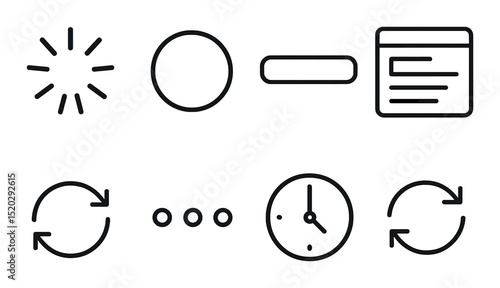 App settings outline icons set – interface, configuration and ui symbols collection