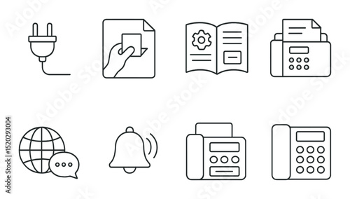 Legal document outline icons set – contracts, agreements, judiciary symbols