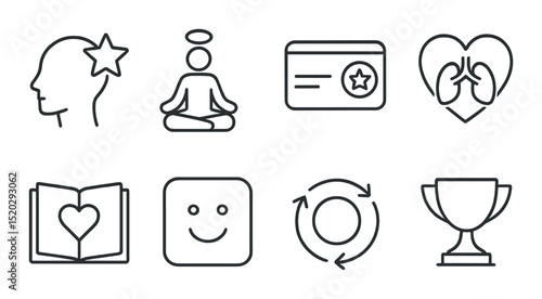 Academic achievement silhouette icons set – awards, medals and educational symbols