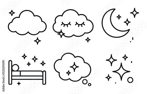 Enchanting fairy outline icons set – mystical, magical and whimsical symbols