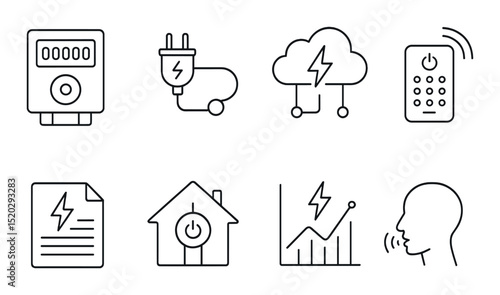 Power tool line icons set – outline, equipment and construction symbols