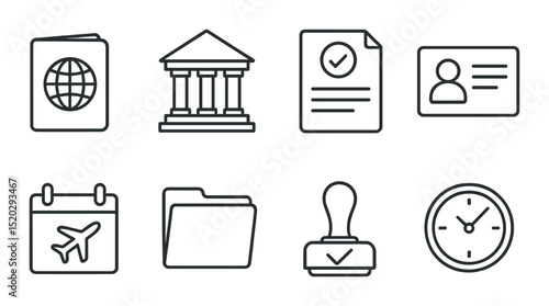 Project management outline icons set – planning, tasks and workflow symbols