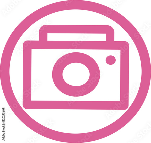 Purple pink camera outline icon. Perfect for social media or photographic button.
