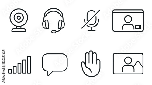 Cozy home essentials outline icons set - simple, comfortable living space symbols