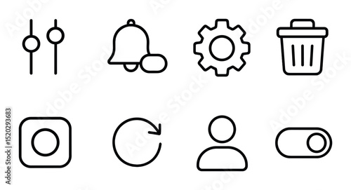 Audio control silhouette icons set – sound, music and volume adjustment symbols