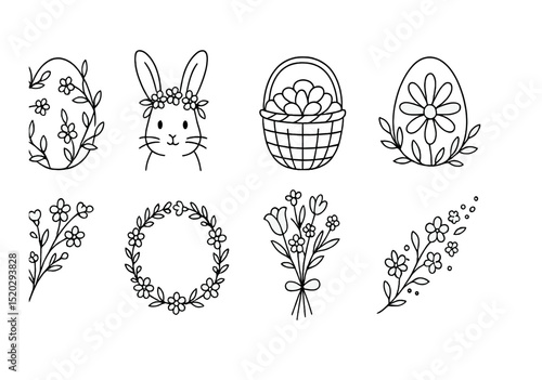 Kids' party essentials icons set – outline, celebration and birthday party symbols
