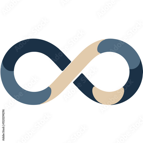 Stylized Infinity Symbol with Segmented Coloration and Rounded Edges