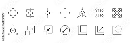 Vector icons for resize and alignment in user interface design