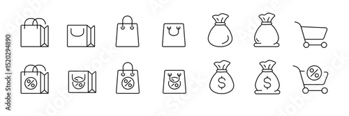 Shopping and finance icons collection for e-commerce and retail design