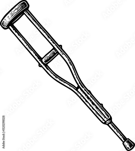 Hand-drawn crutch illustration symbolizing injury recovery and mobility aid