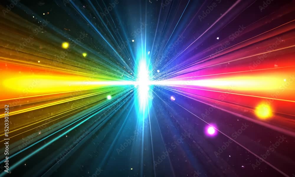 Colorful radial lines with glowing particles Colorful radial lines with glowing particles