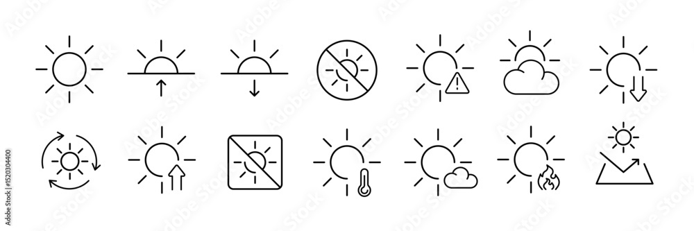 Fototapeta premium Minimalist sun and weather icons for climate and temperature visuals