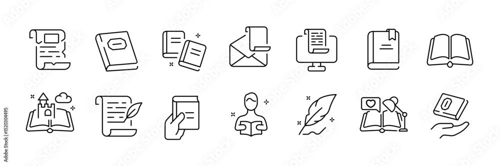 Naklejka premium Collection of minimalist icons for education and communication design projects