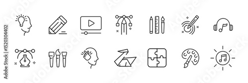 Creative concepts and tools icons for art and design projects