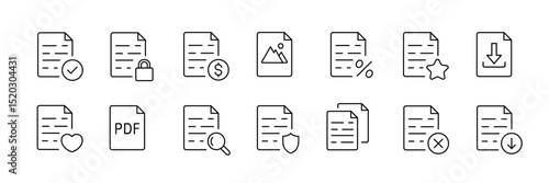 Minimalist document icon set for digital files and web design