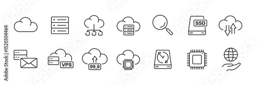 Cloud computing and data storage icons for digital solutions and technology design