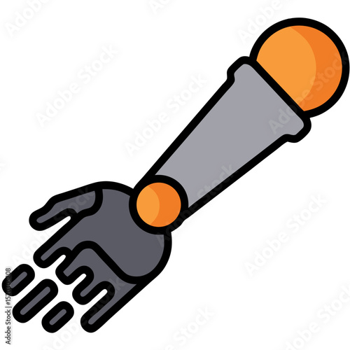 Robotic Arm with Orange Accents and Three Projectiles