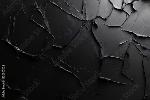 Elegant Black Cracked Surface Texture. Modern Artistic Backgrounds & Grunge Patterns for Interior Design and Unique Fine Art Decor