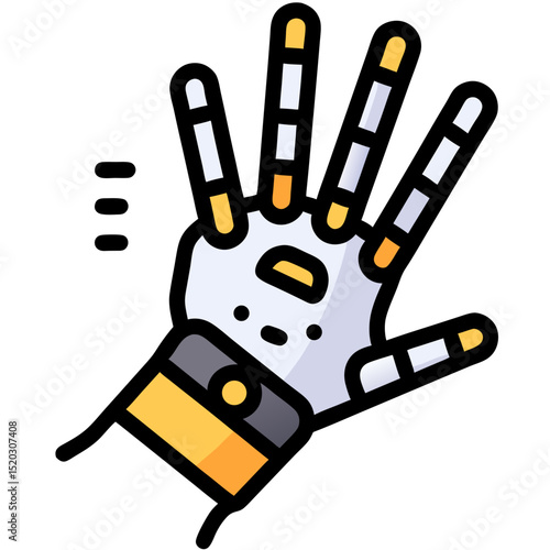 Robotic Hand with Four Fingers Extended Futuristic Design