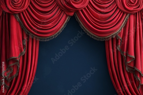 Red Velvet Theater Curtain. An Elegant Backdrop for Dramatic Performances and Spectacular Shows