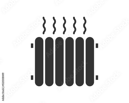 Simple vector icon of a heating radiator with rising heat waves. Represents warmth, comfort, and efficiency. Usable for climate control, house design, and energy concepts.