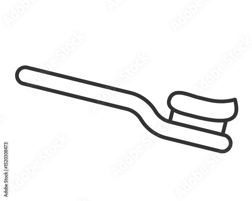 Minimalist line art of a toothbrush with paste, symbolizing dental hygiene and health. Great for dental clinics, health articles, and oral care product designs.