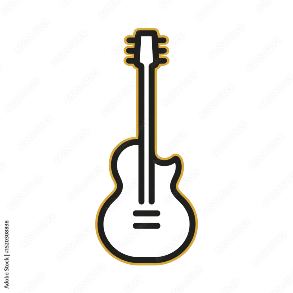 Naklejka premium Electric guitar illustration with minimalist design and outline