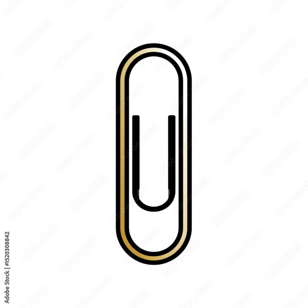 Simple paper clip icon in black and gold color design Simple paper clip icon in black and gold color design