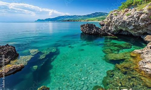 Wallpaper Mural Crystal-clear coastal water with rocks and cliffs. Torontodigital.ca