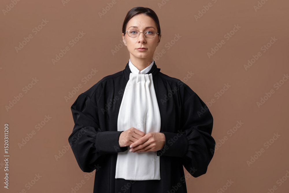 Portrait of judge on light brown background Portrait of judge on light brown background