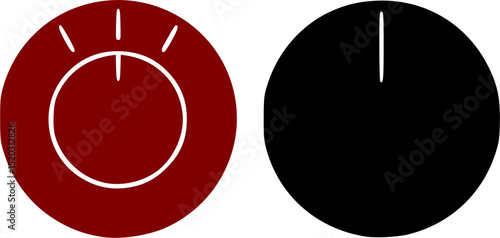 Volume control knobs icons set. Collection of simple black round turning switches, sound or multimedia settings, audio knobs, volume regulators, control panel elements