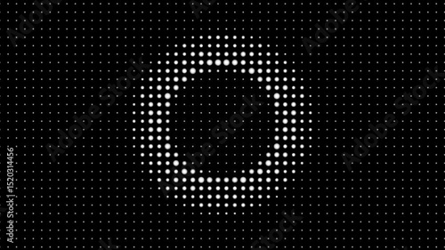 Glowing White Point Grid Forming Alternating Expanding and Collapsing Circles, Like Breathing Shockwaves, Black Void Background, Seamless Animation