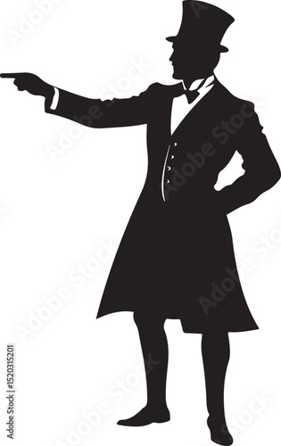 Circus Ringmaster Silhouette Vector Illustration on Transparent Background