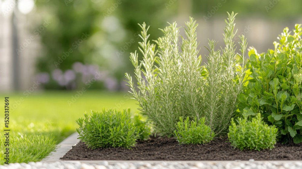 Obraz premium Natural skunk repellent garden with lush aromatic plants for beautiful landscaping