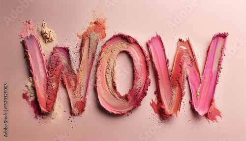 WOW written in makeup colors – an explosion of creativity and beauty