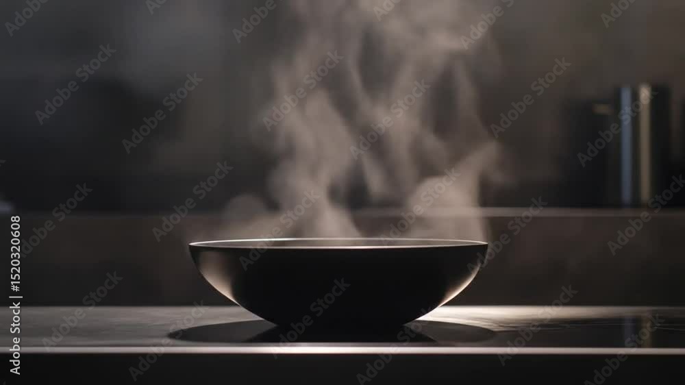 Elegant Steaming Bowl Food Presentation on Modern Kitchen Surface Visuals Elegant Steaming Bowl Food Presentation on Modern Kitchen Surface Visuals
