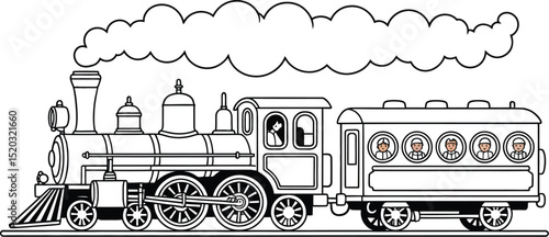 Vintage steam locomotive on a countryside railway track, a classic illustration of old-world transport