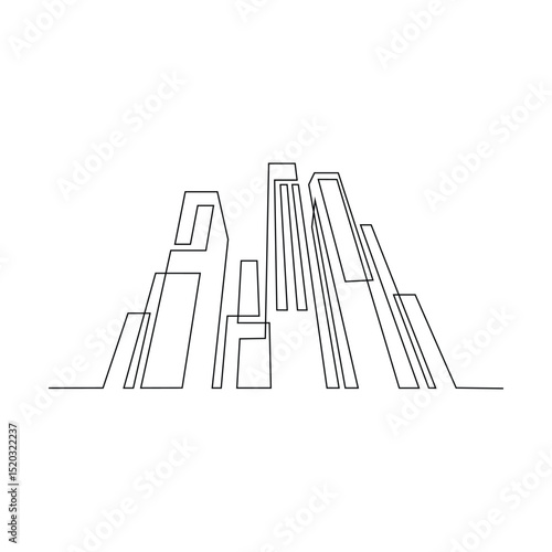 One continuous line drawing of a skyscraper that grows from foundation to top vector illustration. National development theme design in simple linear style concept. Suitable for your asset design.