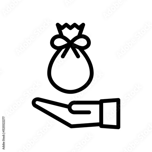 Hand Holding Gift Bag Icon Representing Charity or Generosity